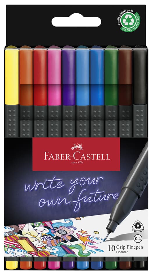 Faber-Castell Fineliner Grip Finepen, 10er Kartonetui