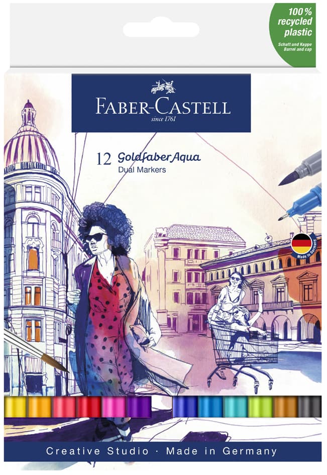 Faber-Castell Aquarellmarker Goldfaber, 12er Etui