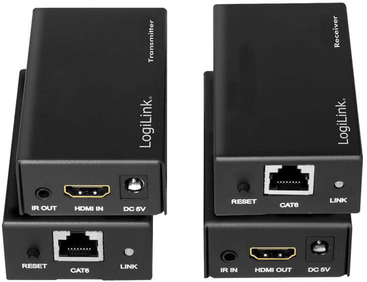 Logilink Hdmi Extender Set Über Lan, Poc/Ir, 60 M, Schwarz