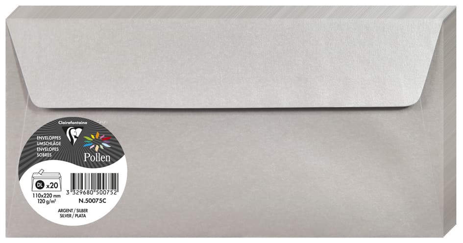 Pollen By Clairefontaine Briefumschlag Dl, Silber