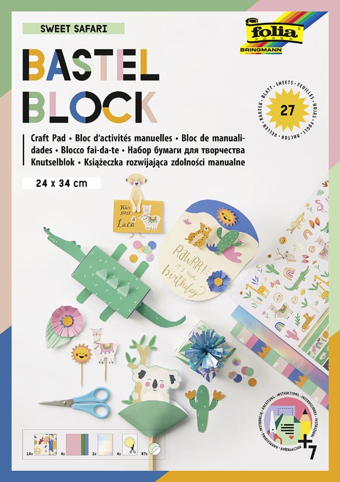 Folia Bastelblock , Sweet Safari, , 240 X 340 Mm