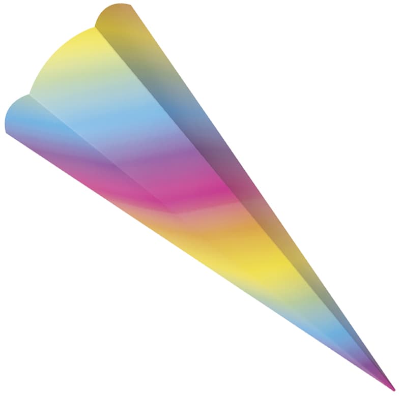 Folia Schultüten-Zuschnitt, 6-Eckig, 680mm, Regenbogenfarben
