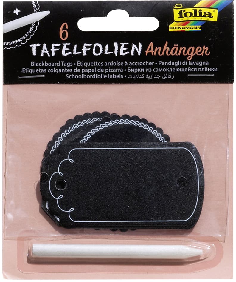 Folia Tafelfolien-Anhänger Inkl. Specksteinstift, Schwarz