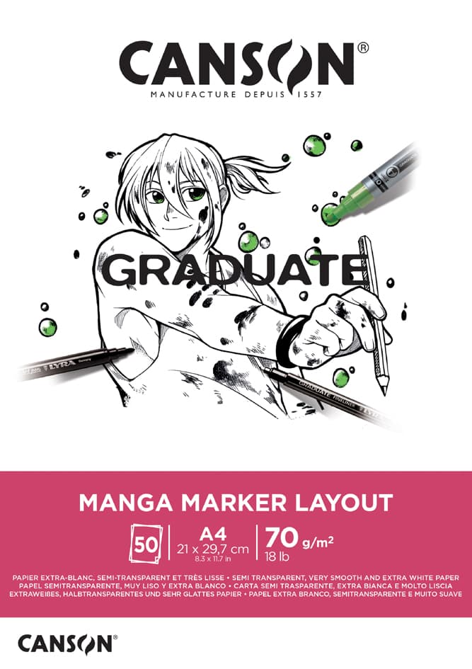 Canson Studienblock Graduate Manga Marker Layout, Din A3