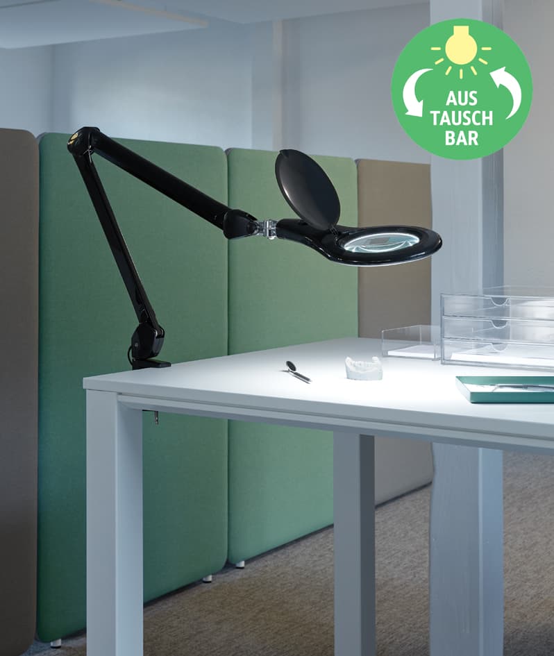 Maul Led-Lupenleuchte Maulmakro, Klemmfuß, Schwarz