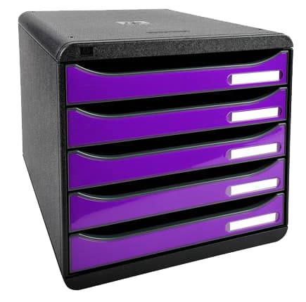 Exacompta Schubladenbox Big-Box Plus, 5 Schübe, Violett