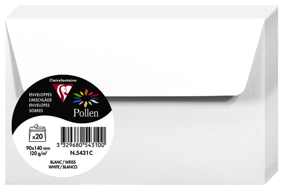 Pollen By Clairefontaine Briefumschlag 90x140 Mm, Weiß