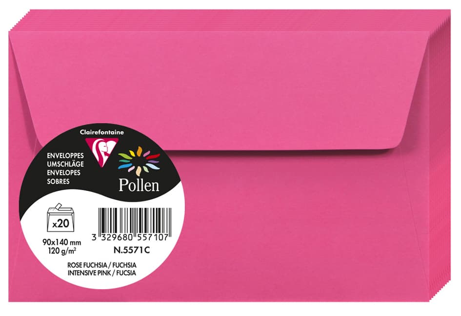 Pollen By Clairefontaine Briefumschlag 90x140 Mm, Fuchsia