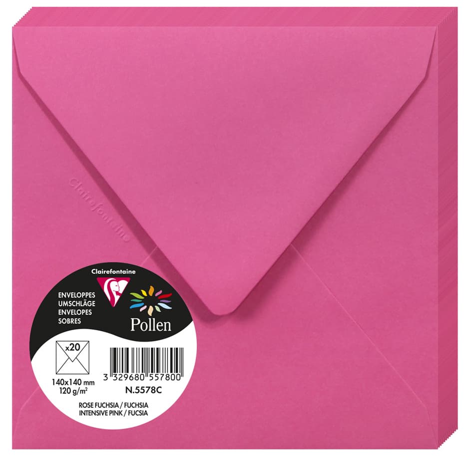 Pollen By Clairefontaine Briefumschlag 140 Mm, Fuchsia