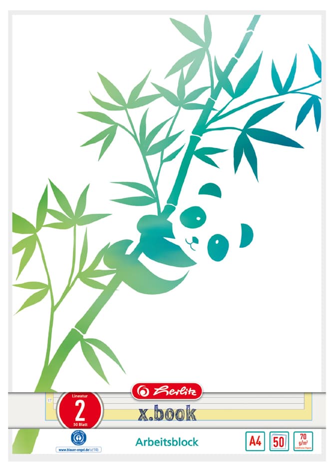Herlitz Arbeitsblock Greenline Din A4, 50 Blatt, Lineatur 2