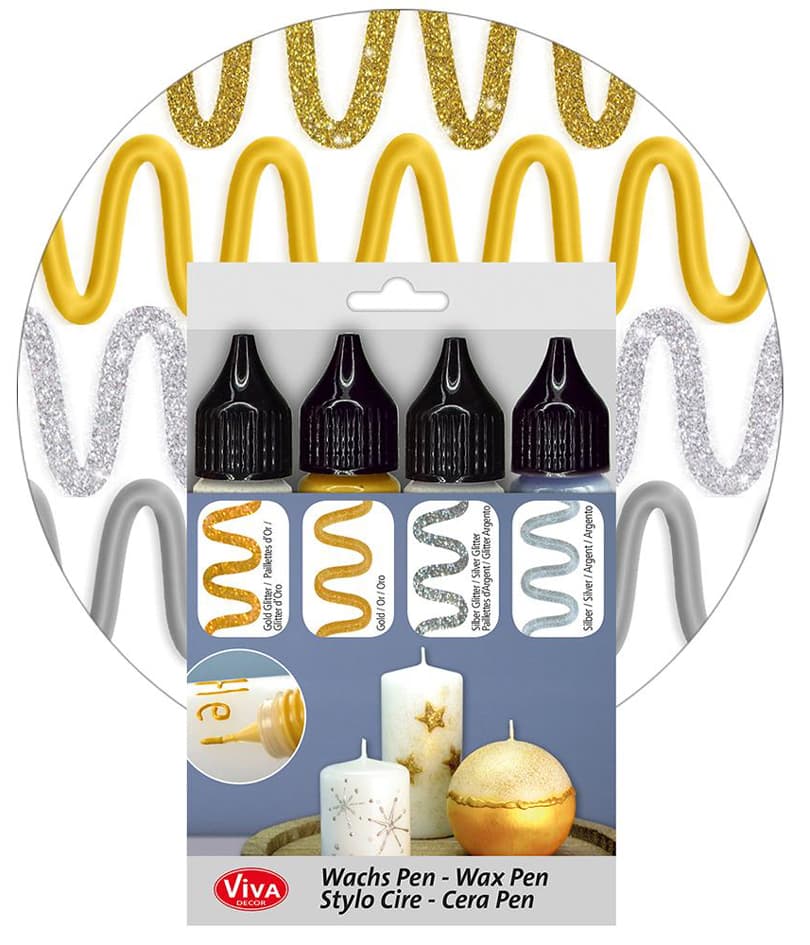 Viva Decor Candle Wachs Pen, 28 Ml, 4er Set Silber/Gold