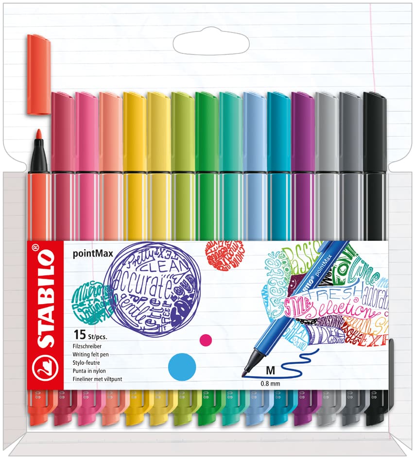 Stabilo Fasermaler Pointmax, 15er Kartonetui