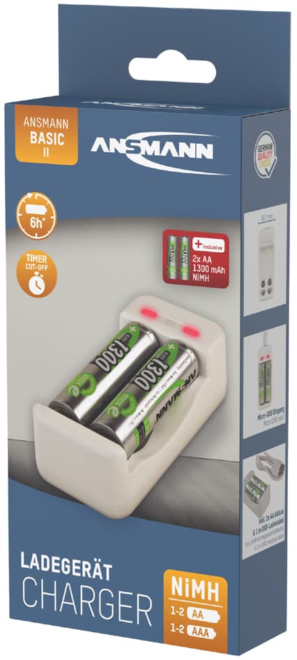 Ansmann Ladegerät , Basic Ii, , Mit 2 X Aa Akkus 1.300 Mah