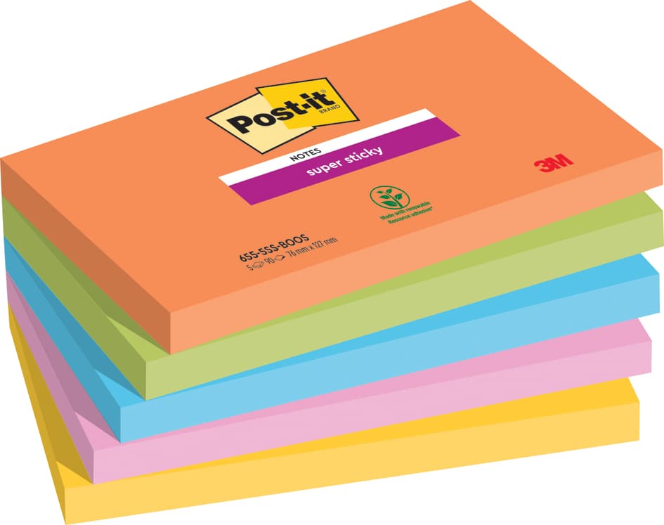 Post-It Haftnotizen Super Sticky Notes, 127 X 76 Mm, Boost