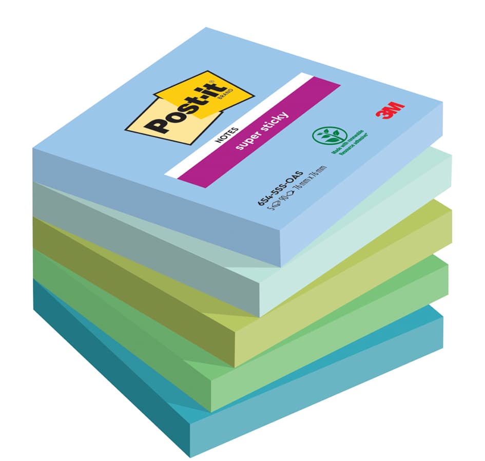 Post-It Haftnotizen Super Sticky Notes, 76 X 76 Mm, Oasis