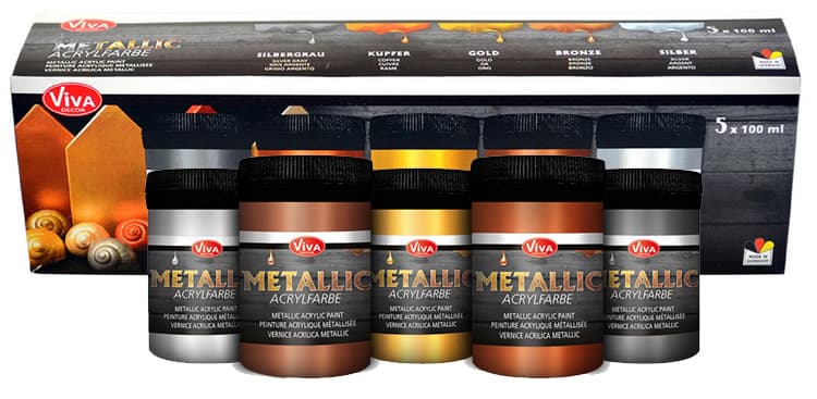 Viva Decor Acrylfarben-Set , Metallic, , 5-Teilig