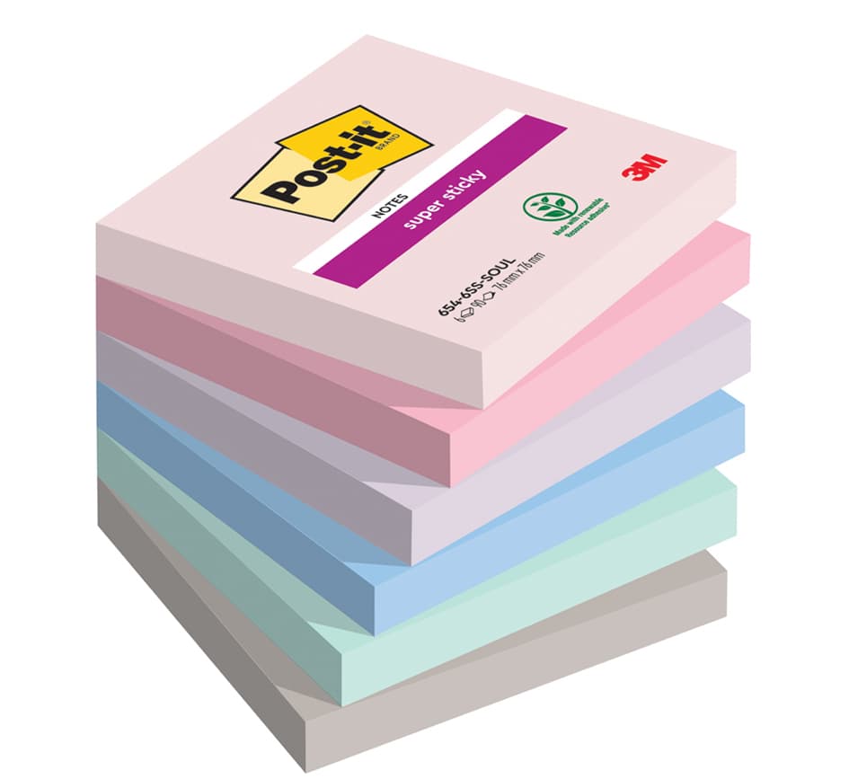 Post-It Haftnotizen Super Sticky Notes, 76 X 76 Mm, Soulful