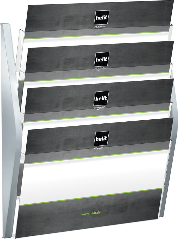 Helit 4er Wand-Prospekthalter , The Arc, , Din A3 Quer, Silber