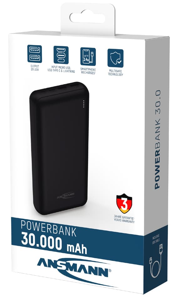 Ansmann Powerbank Pb212, 30.000 Mah, Schwarz