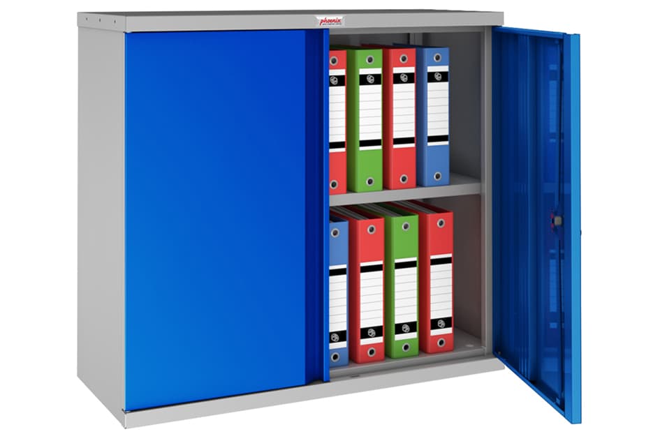 Phoenix Aktenschrank Scl1491, Aus Stahl, Lichtgrau/Rot