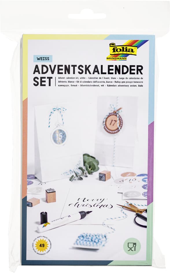 Folia Adventskalender , Papiertüten Blanko, , Weiß