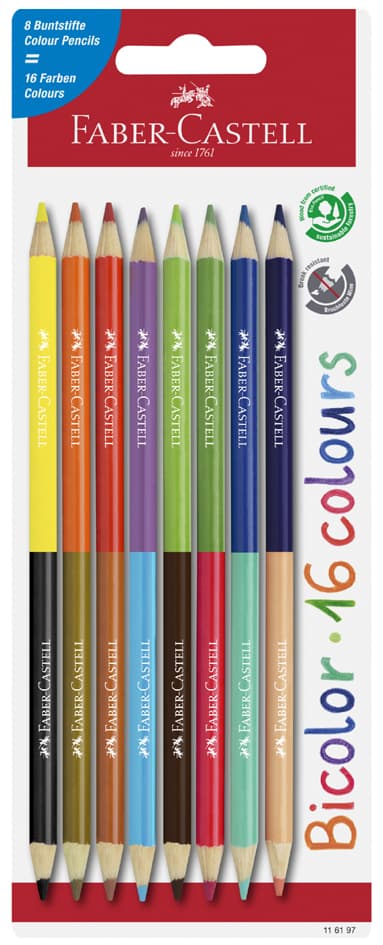 Faber-Castell Buntstifte Bicolor, 8er Blisterkarte