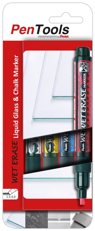 Pentel Kreidemarker Wet Earase Smw26, 4er Etui, Sortiert