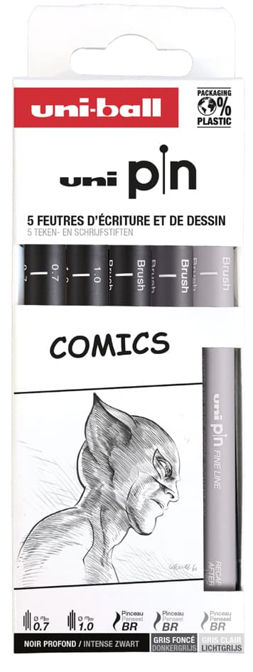 Uni-Ball Fineliner Pin , Comics,  Pf, 5er Set