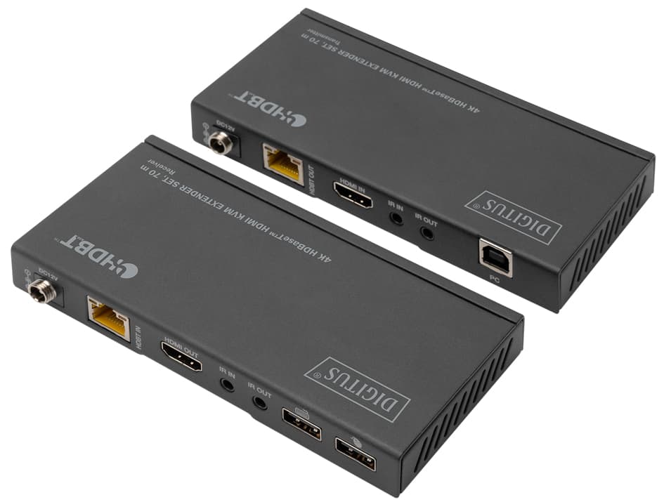 Digitus 4k Hdbaset Hdmi Kvm Extender Set, 70 M, Schwarz