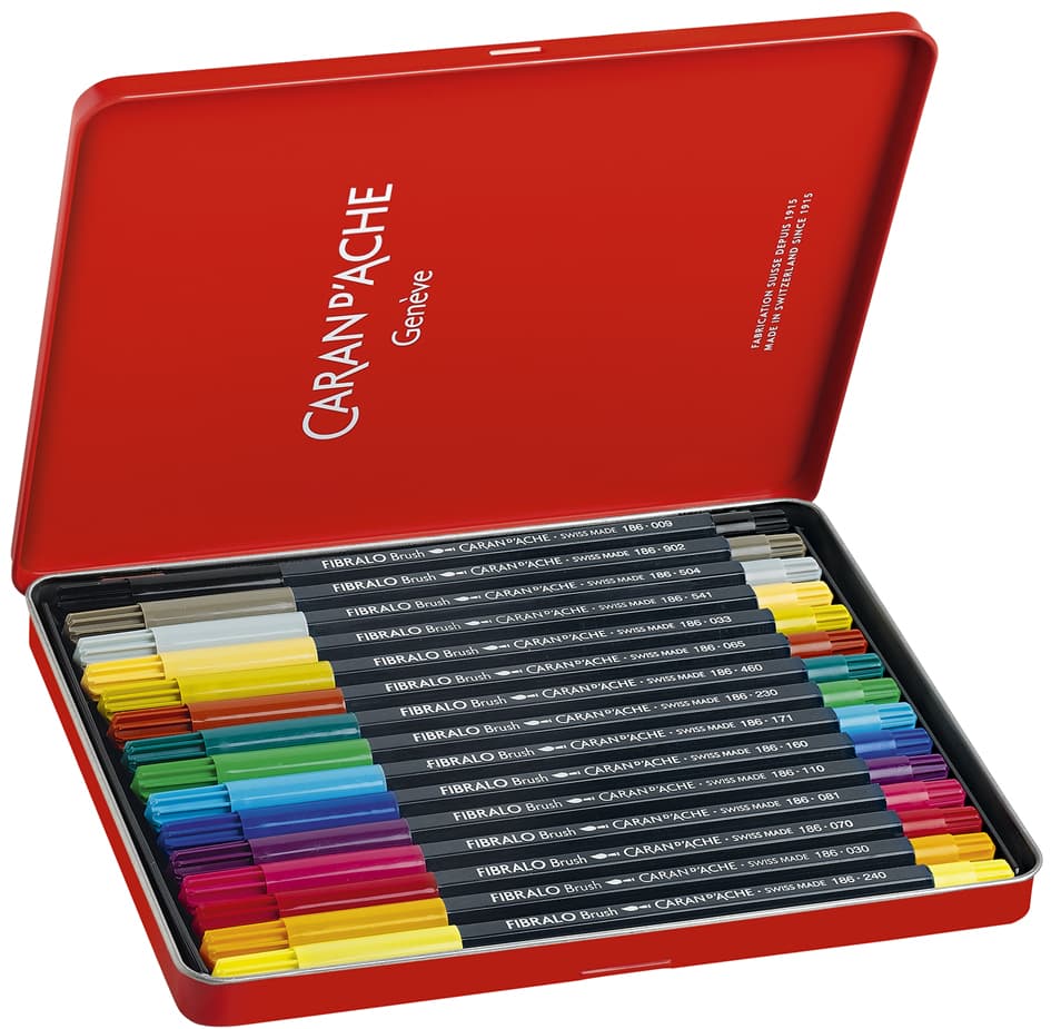 Caran D, Ache Fasermaler Fibralo Brush, 15er Metalletui