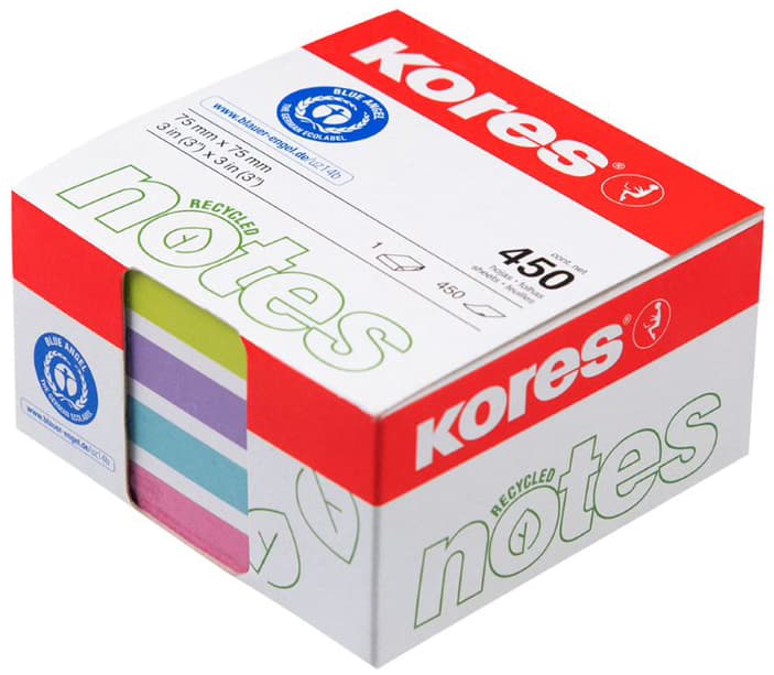 Kores Recycling Haftnotiz-Würfel , Recycled Pastel Notes,