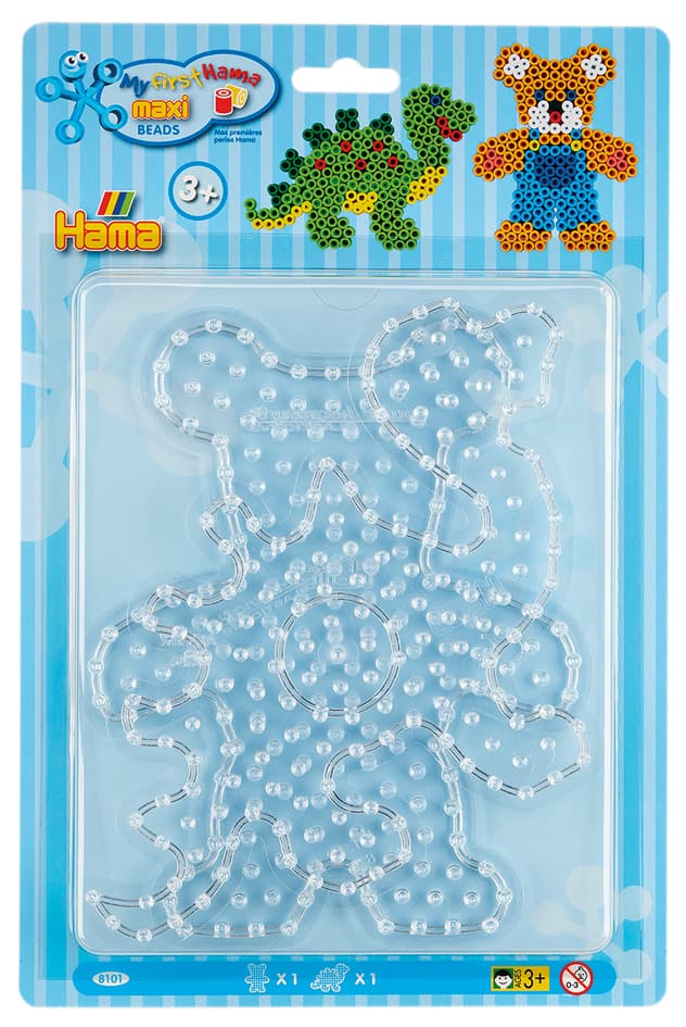 Hama Stiftplatten , Teddybär, Dinosaurier, , Im Blister