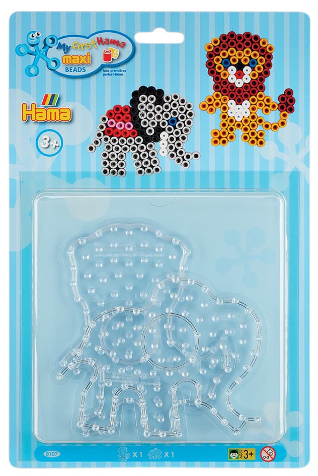 Hama Stiftplatten , Löwe, Kleiner Elefant, , Im Blister
