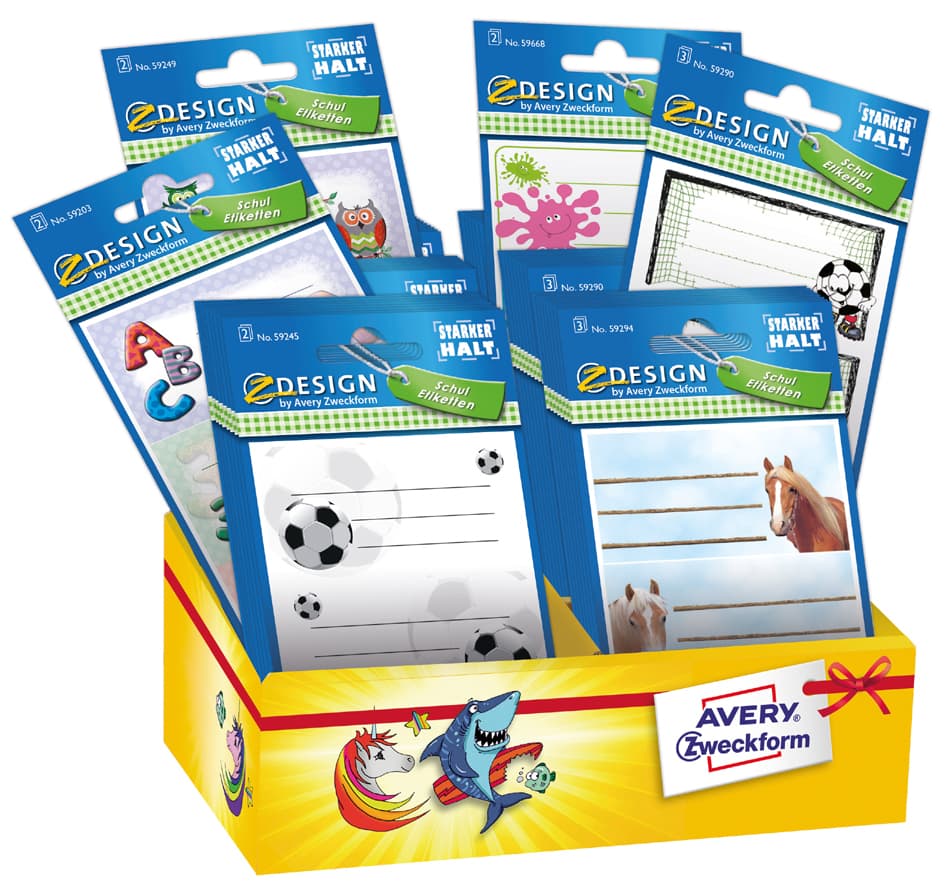 Avery Zweckform Zdesign School Beschriftung Kinder Sortiment