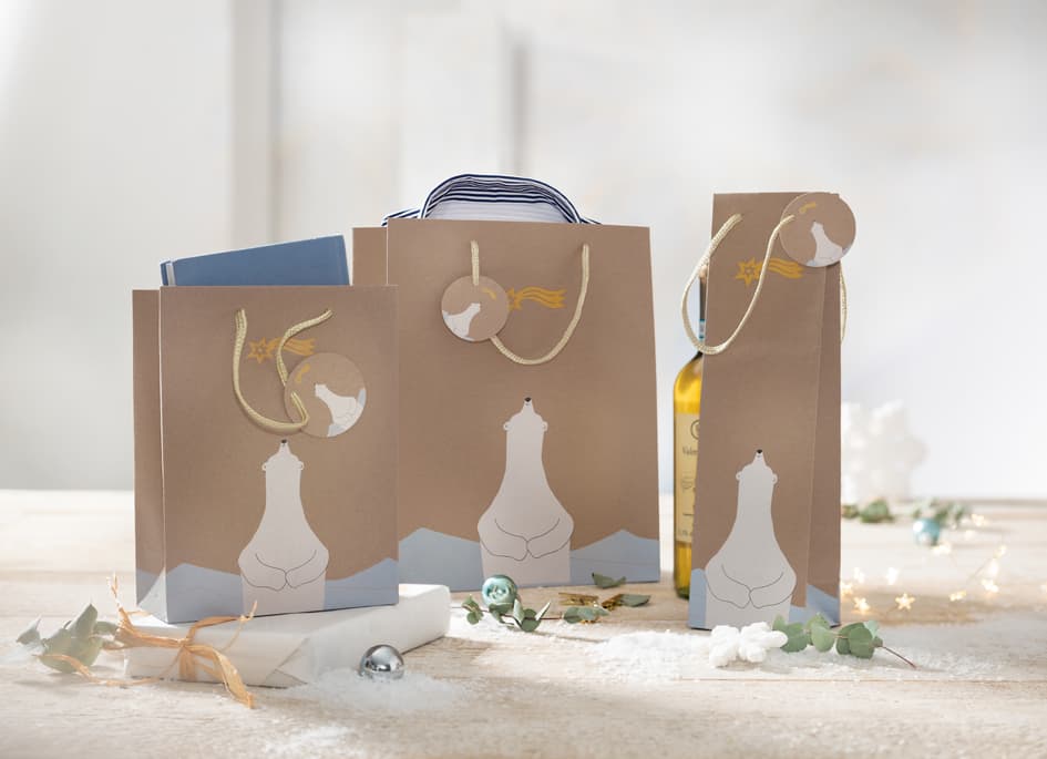 Sigel Weihnachts-Geschenktüte , Polar Bear With..., , Klein