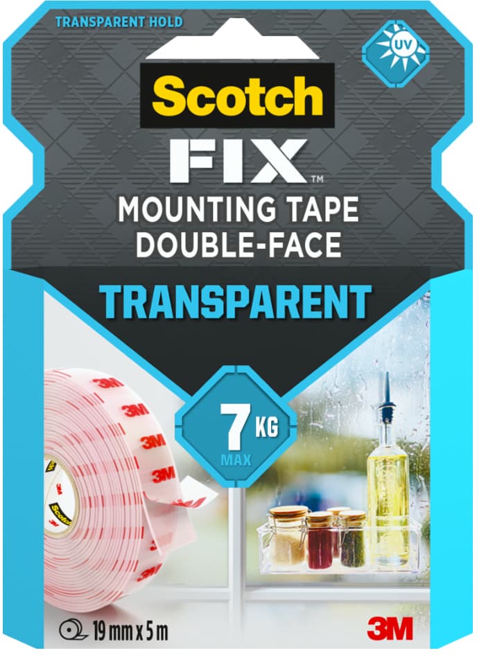 3m Scotch-Fix Transparentes Montageklebeband, 19 Mm X 5 M