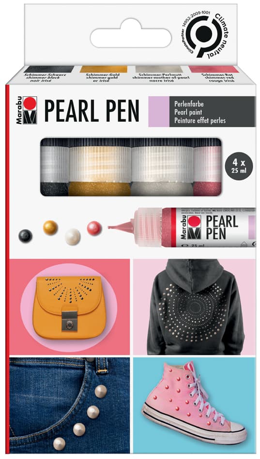 Marabu Perlenfarbe Pearl Pen, 4er Set, Farbig Sortiert