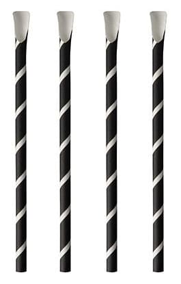 Papstar Papier-Trinkhalm Mit Löffel , Pure, , 200 Mm, Schwarz