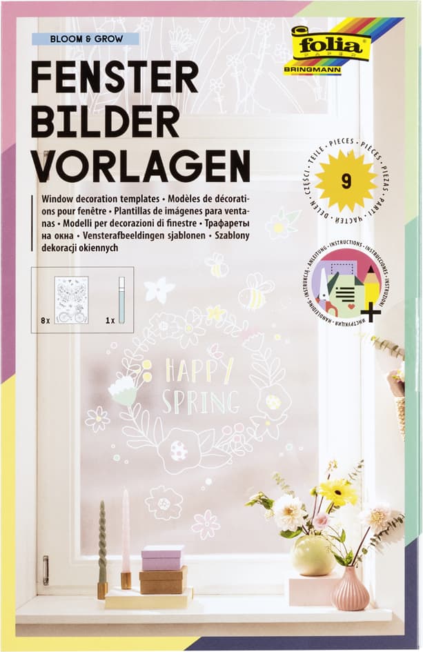Folia Fensterbilder-Vorlagen , Bloom & Grow, , Inkl. Kreide