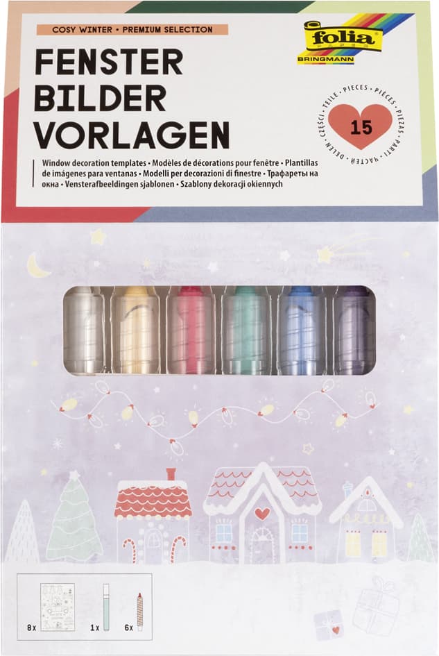 Folia Fensterbilder-Vorlagen , Cosy Winter, - Premium