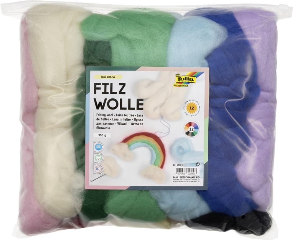 Folia Filzwolle , Rainbow, , 350 G, Farbig Sortiert