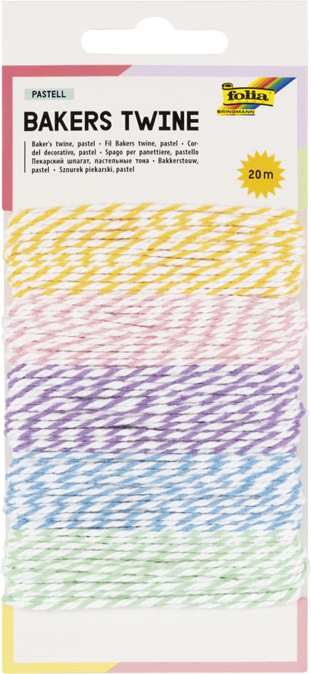 Folia Dekoschnur/Bäckerkordel , Bakers Twine Pastell, , 20 M