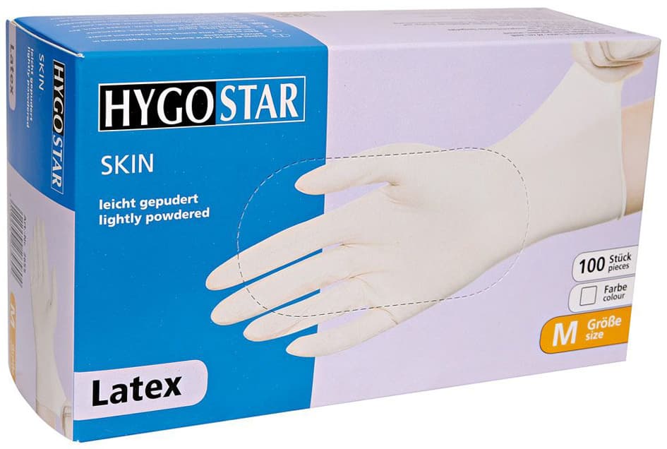 Hygostar Latex-Handschuh Skin, M, Weiß, Gepudert