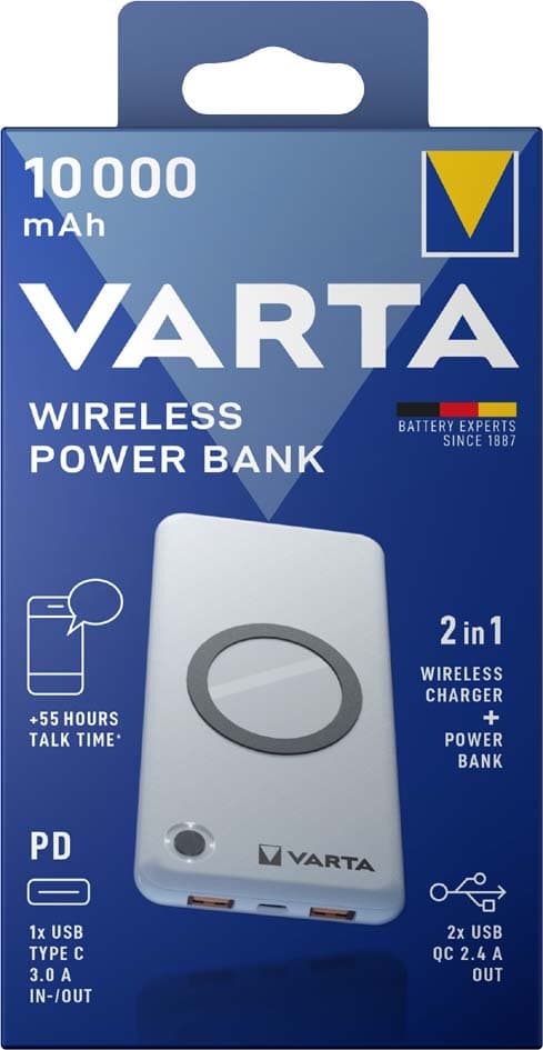 Varta Powerbank , Wireless, , 15.000 Mah, Weiß