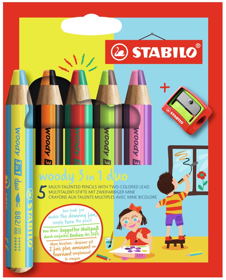 Stabilo Multitalentstift Woody 3 In 1 Duo, 5er Kartonetui