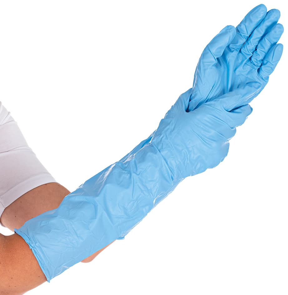 Hygostar Nitril-Handschuh Extra Safe Superlong, L, Blau