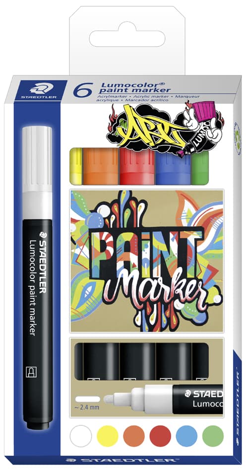 Staedtler Acrylmarker Lumocolor Paint Marker, 6er Etui
