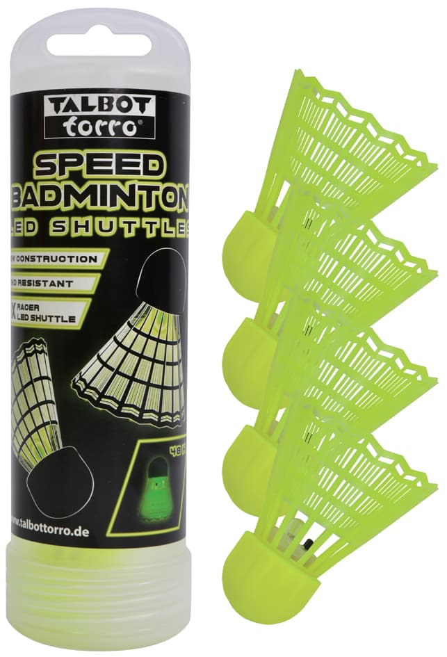 Talbot Torro Led Speed Badminton Shuttle/Ball, 4er Pack