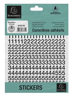 Exacompta Selbstklebezahlen 0-9, 10 Mm, Schwarz