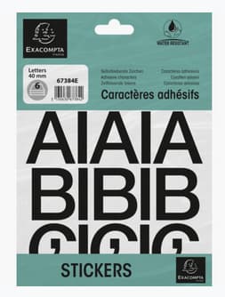 Exacompta Selbstklebebuchstaben A-Z, 40 Mm, Schwarz